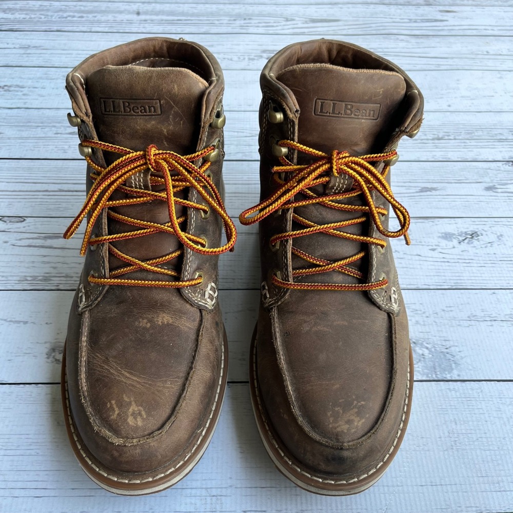 LL Bean Stonington Boots‎ Men 7 Leather Moc Toe Utility Hiking Workwear Outdoor